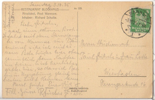 ALTE ANSICHTSKARTE/ POSTKARTE - BERLIN - RESTAURANT BLOCKHAUS, NICOLSKOI