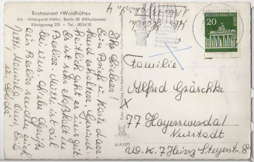 ALTE ANSICHTSKARTE/ POSTKARTE - BERLIN-NIKOLASSEE - RESTAURANT WALDHÜTTE