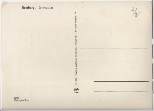 1/2 - ALTE ANSICHTSKARTE/POSTKARTE - HAMBURG - INNENALSTER