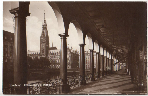 ALTE ANSICHTSKARTE/POSTKARTE - HAMBURG - ALSTERARCADEN UND RATHAUS