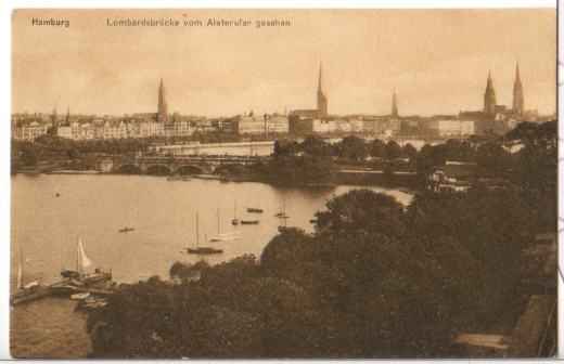 ALTE ANSICHTSKARTE/POSTKARTE - HAMBURG - LOMBARDSBRÜCKE VOM ALSTERUFER GESEHEN
