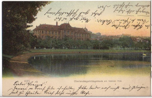 ALTE ANSICHTSKARTE/ POSTKARTE - KIEL - OBERLANDESGERICHTSGEBÄUDE AM KLEINEN KIEL