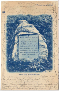ALTE ANSICHTSKARTE/ POSTKARTE - WESTERLAND-SYLT - STEIN DER HEIMATLOSEN
