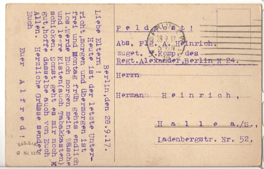 ALTE ANSICHTSKARTE/ FELDPOSTKARTE - 5.Komp., Regt. Alexander, Berlin, 1917 - BERLIN - SIEGESSÄULE