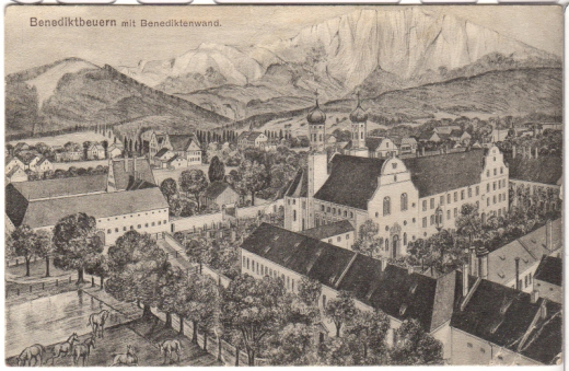 ALTE ANSICHTSKARTE/ FELDPOSTKARTE - BENEDIKTBEUERN MIT BENEDIKTENWAND