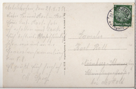 ALTE ANSICHTSKARTE/ POSTKARTE - ARTELSHOFEN a. PEGNITZ, POSTSTEMPEL VORRA