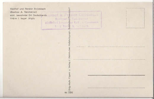 ALTE ANSICHTSKARTE/ POSTKARTE - EINÖDSBACH, STEMPEL GASTHOF U. PENSION EINÖDSBACH