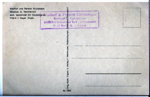 ALTE ANSICHTSKARTE/ POSTKARTE - EINÖDSBACH, STEMPEL GASTHOF U. PENSION EINÖDSBACH