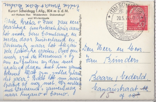 ALTE ANSICHTSKARTE/ POSTKARTE - KURORT SCHEIDEGG - MIT HOHEM IFEN-WIDDERSTEIN-DIDAMSKOPF & WINTERSTAUDE