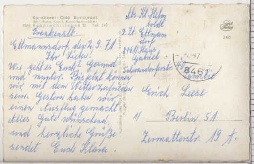 ALTE ANSICHTSKARTE/POSTKARTE - RUPPRECHTSTEGEN - KONDITOREI-CAFE-RESTAURANT HANS KRAFT