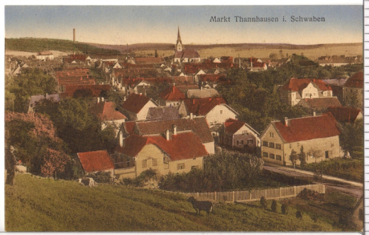 ALTE ANSICHTSKARTE/POSTKARTE - MARKT THANNHAUSEN IN SCHWABEN - REMBRAND HANDKOLORIERT