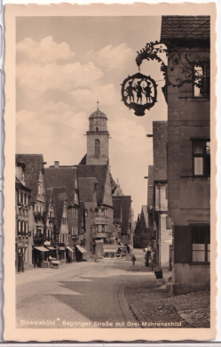 ALTE ANSICHTSKARTE/ POSTKARTE - DINKELSBÜHL - SEGRINGER STRAßE MIT DREI-MOHRENSCHILD