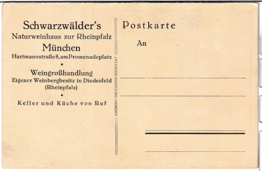 ALTE ANSICHTSKARTE/POSTKARTE - MÜNCHEN - FLIEGER-AUFNAHME VOM SCHWARZWÄLDERS NATURWEINHAUS