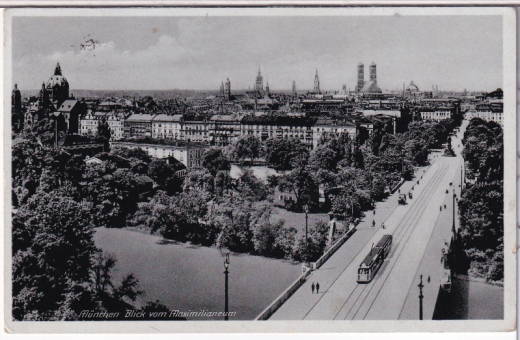 ALTE ANSICHTSKARTE/ POSTKARTE - MÜNCHEN - BLICK VOM MAXIMILIANEUM MIT STEMPEL SA-WEHRKAMPFTAGE, SA GRUPPE HOCHLAND