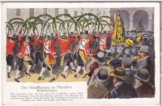 ALTE ANSICHTSKARTE/ POSTKARTE - MÜNCHEN - DER SCHÄFFLERTANZ IN MÜNCHEN (REIFSCHWINGEN)