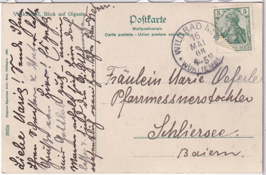 ALTE ANSICHTSKARTE/ POSTKARTE - WILDBAD - BLICK AUF OLGASTRAßE