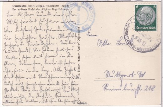 ALTE ANSICHTSKARTE/ POSTKARTE - OBERSTAUFEN - RINDALPHORN