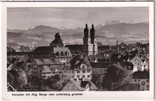 ALTE ANSICHTSKARTE/ POSTKARTE - KEMPTEN MIT ALLGÄUER BERGE VOM LOTTERBERG GESEHEN