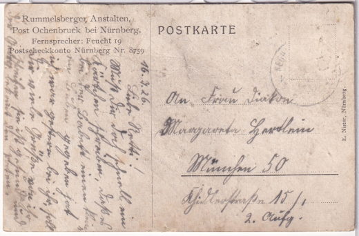 ALTE ANSICHTSKARTE/ POSTKARTE - RUMMELSBERG - RUMMELSBERGER KIRCHLEIN, RUMMELSBERGER ANSTALTEN, POST OCHSENBRUCK BEI NÜRNBERG