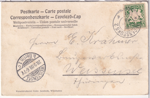 ALTE PRÄGEKARTE/ ANSICHTSKARTE - REGENSBURG - WALHALLA-DONAUSTAUF