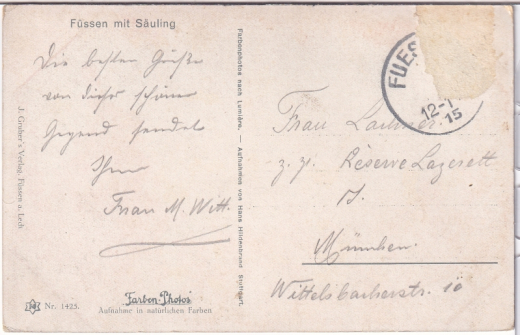 ALTE ANSICHTSKARTE/ POSTKARTE - FÜSSEN - FÜSSEN MIT SÄULING