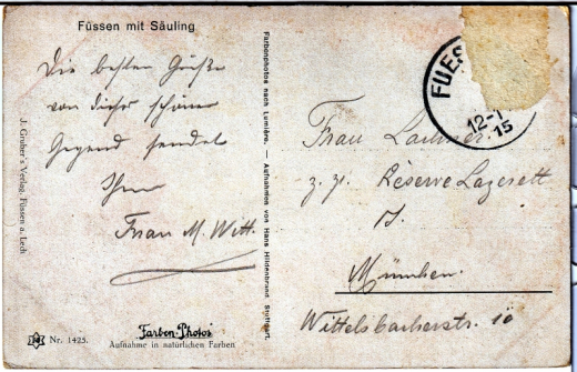ALTE ANSICHTSKARTE/ POSTKARTE - FÜSSEN - FÜSSEN MIT SÄULING
