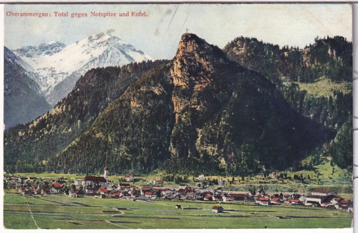ALTE ANSICHTSKARTE/ POSTKARTE - OBERAMMERGAU - TOTAL GEGEN NOTSPITZE UND KOFEL