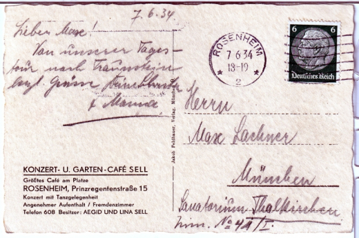 ALTE ANSICHTSKARTE/ POSTKARTE - ROSENHEIM - GEGEN KAMPENWAND, WERBUNG KONZERT- U. GARTEN-CAFE SELL, ROSENHEIM