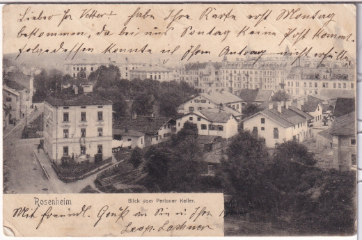 ALTE ANSICHTSKARTE/ POSTKARTE - ROSENHEIM - BLICK VOM PERLONER KELLER