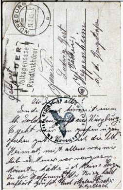 ANSICHTSKARTE/ FELDPOSTKARTE - WÜRZBURG - RESIDENZ UND HOFGARTEN