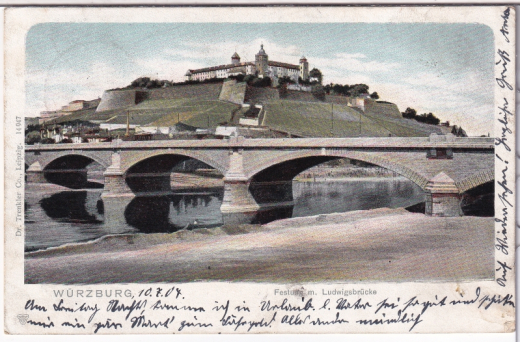 ANSICHTSKARTE/ POSTKARTE - WÜRZBURG - FESTUNG MIT LUDWIGSBRÜCKE