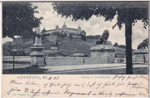 ALTE ANSICHTSKARTE/ POSTKARTE - WÜRZBURG - FESTUNG MIT LUDWIGSBRÜCKE