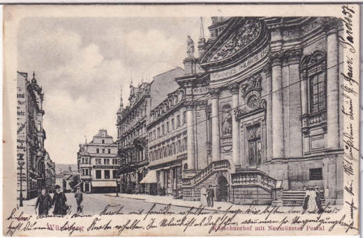 ALTE ANSICHTSKARTE/ POSTKARTE - WÜRZBURG - KÜRSCHNERHOF MIT NEUMÜNSTER PORTAL