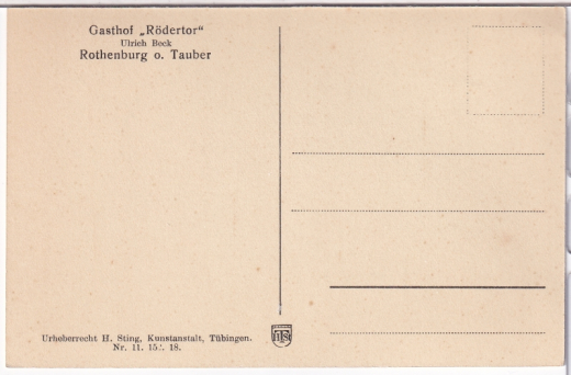 ALTE ANSICHTSKARTE/ POSTKARTE - ROTHENBURG O. T. - GASTHOF RÖDERTOR, ULRICH BECK