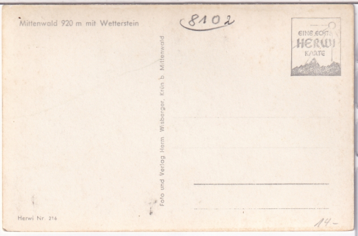 ALTE ANSICHTSKARTE/ POSTKARTE - MITTENWALD MIT WETTERSTEIN