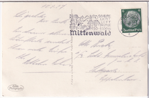 ALTE ANSICHTSKARTE/ POSTKARTE - MITTENWALD - PARTIE IM MITTENWALD
