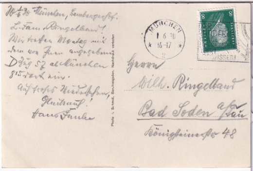 ALTE ANSICHTSKARTE/ POSTKARTE - BERCHTESGADEN MIT WATZMANN - VILLA GRASSL, KARTE AN DEN LITERATURKRITIKER WILHELM RINGELBAND