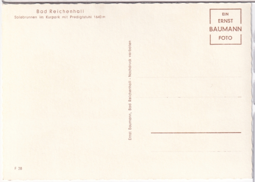 ALTE ANSICHTSKARTE/ POSTKARTE - BAD REICHENHALL - SOLEBRUNNEN IM KURPARK MIT PREDIGTSTUHL