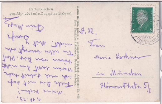 ALTE ANSICHTSKARTE/ POSTKARTE - PARTENKIRCHEN GEGEN ALP- U. ZUGSPITZE