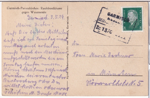 ALTE ANSICHTSKARTE/ POSTKARTE - GARMISCH-PARTENKIRCHEN - RAUFROSTBÄUME GEGEN WAXENSTEIN