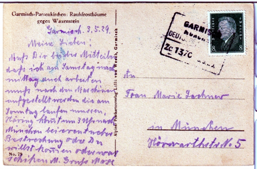 ALTE ANSICHTSKARTE/ POSTKARTE - GARMISCH-PARTENKIRCHEN - RAUFROSTBÄUME GEGEN WAXENSTEIN