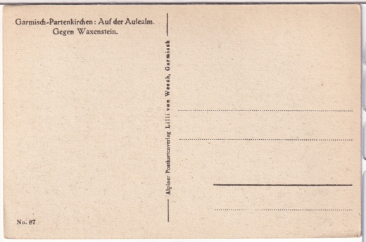 ALTE ANSICHTSKARTE/ POSTKARTE - GARMISCH-PARTENKIRCHEN - AUF DER AULEALM GEGEN WAXENSTEIN