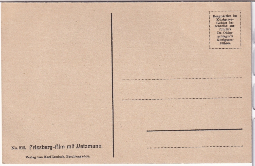 ALTE ANSICHTSKARTE/ POSTKARTE - PRIESBERG-ALM MIT WATZMANN