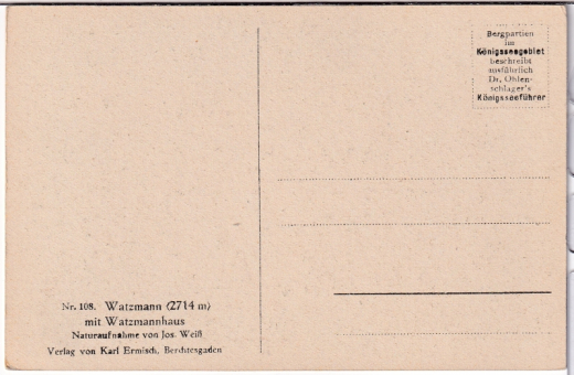 ALTE ANSICHTSKARTE/ POSTKARTE - WATZMANN MIT WATZMANNHAUS