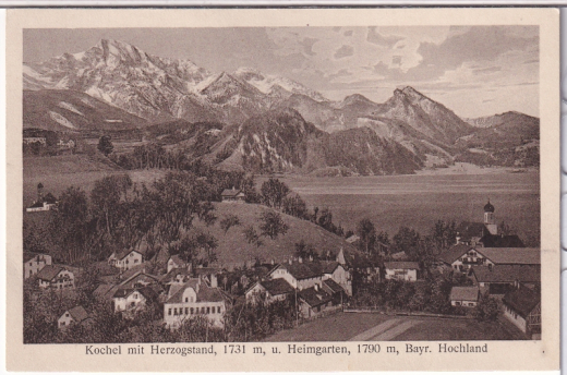 ALTE ANSICHTSKARTE/ POSTKARTE - KOCHEL MIT HERZOGSTAND U. HEIMGARTEN