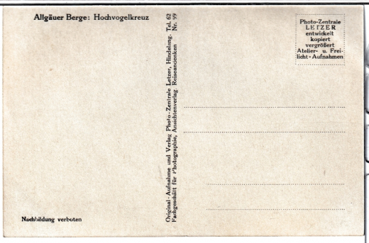 ALTE ANSICHTSKARTE/ POSTKARTE - ALLGÄUER BERGE: HOCHVOGEL