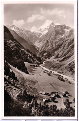 ALTE ANSICHTSKARTE/ POSTKARTE - OBERSTDORF - GASTHOF SPIELMANNSAU MIT TRETTSPITZE - STEMPEL GASTHOF SPIELMANNSAU