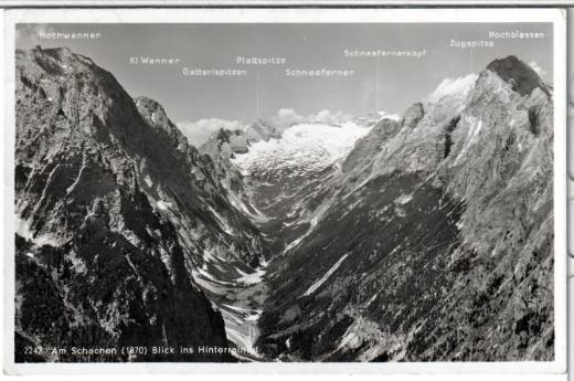 ALTE ANSICHTSKARTE/ POSTKARTE - AM SCHACHEN - BLICK INS HINTERRAINTAL - STEMPEL SCHACHENHAUS