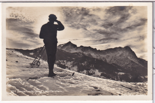 ALTE ANSICHTSKARTE/ POSTKARTE - SONNENUNTERGANG IM WETTERSTEINGEBIRGE