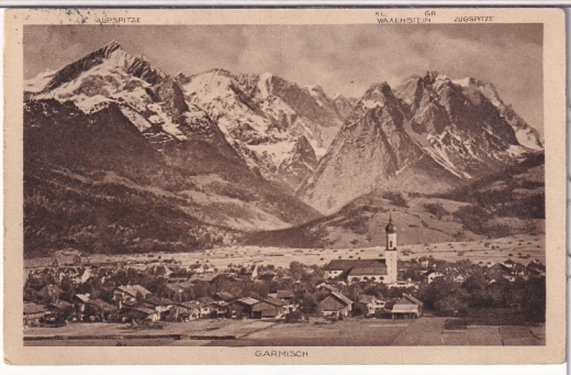 ALTE ANSICHTSKARTE/ POSTKARTE - GARMISCH MIT ALPSPITZE, WAXENSTEIN & ZUGSPITZE
